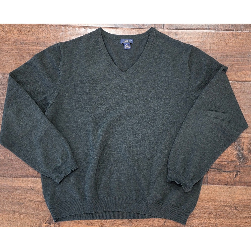 PREPPY Brooks Brothers 346 XL Dark Green Merino Wool Blend V-Neck Sweater